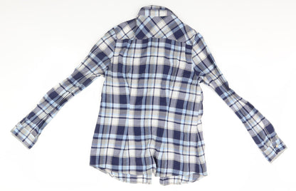 Back view of My Way women’s blue plaid basic button-up, size UK 12