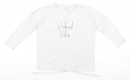 Peacocks Womens Grey Solid  Top Pyjama Top Size 10  - Weekend Vibes