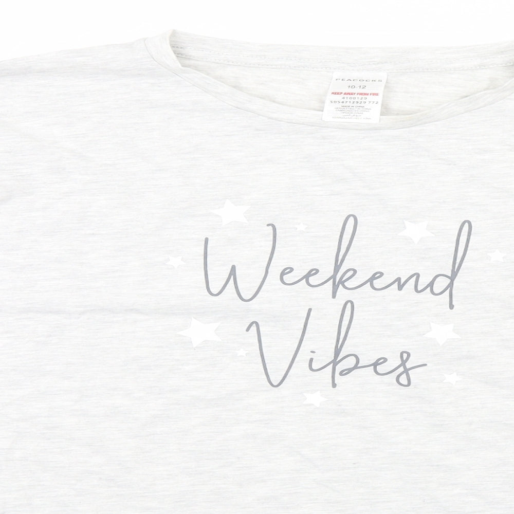 Peacocks Womens Grey Solid  Top Pyjama Top Size 10  - Weekend Vibes