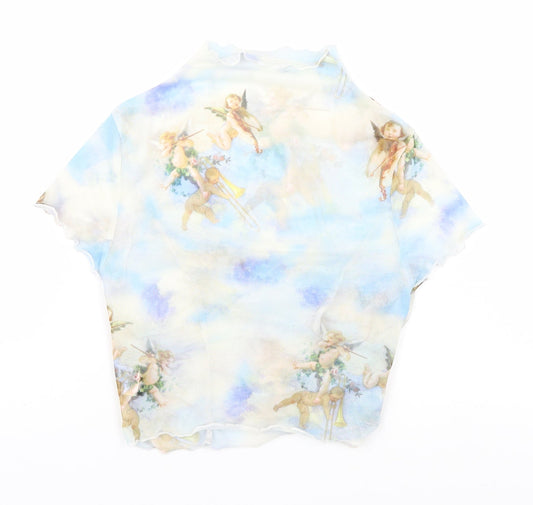 SheIn Womens Multicoloured Geometric  Basic Blouse Size S