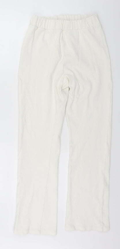Womens UK Size 12 Boohoo Regular Fit  White Trousers