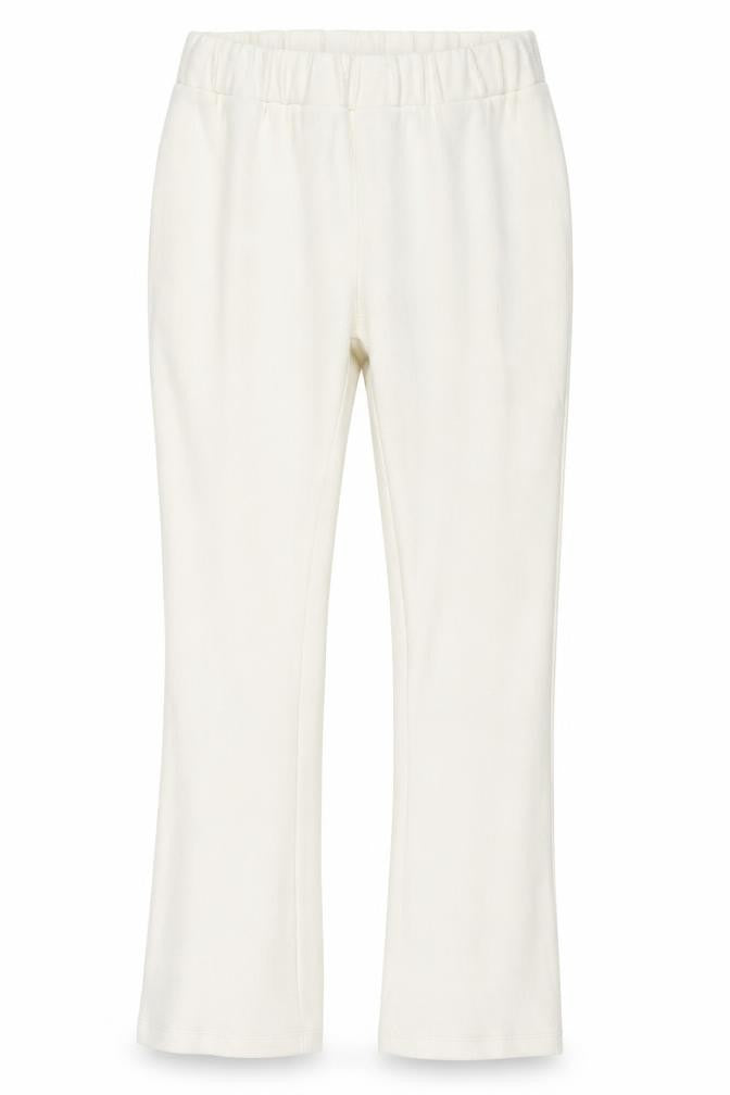 Front view of Boohoo women’s white trousers, size UK 12, 26-inch leg