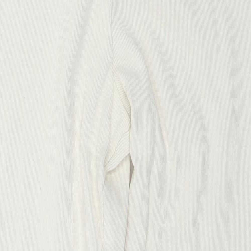 Womens UK Size 12 Boohoo Regular Fit  White Trousers