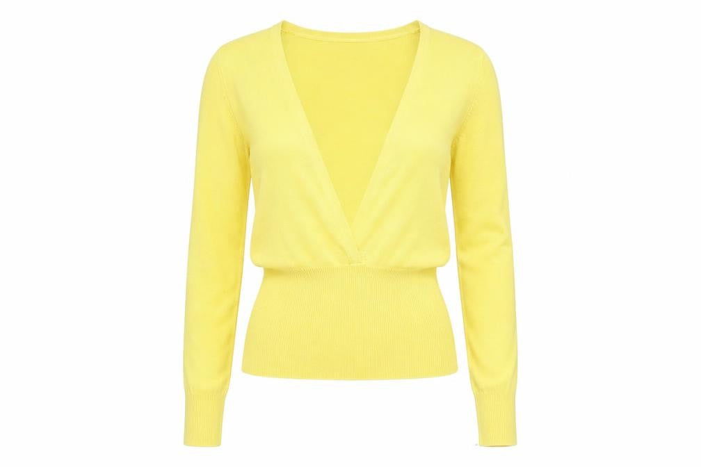 Front view of SPLASH women’s yellow jumper, size S