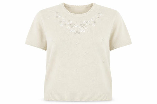 Front view of Berkertex women’s beige jumper, size UK 10