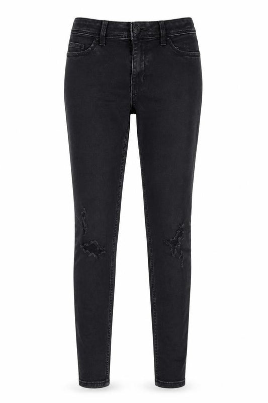 Front view of Hollister women’s black jegging jeans, size UK 28, in, 26-inch leg