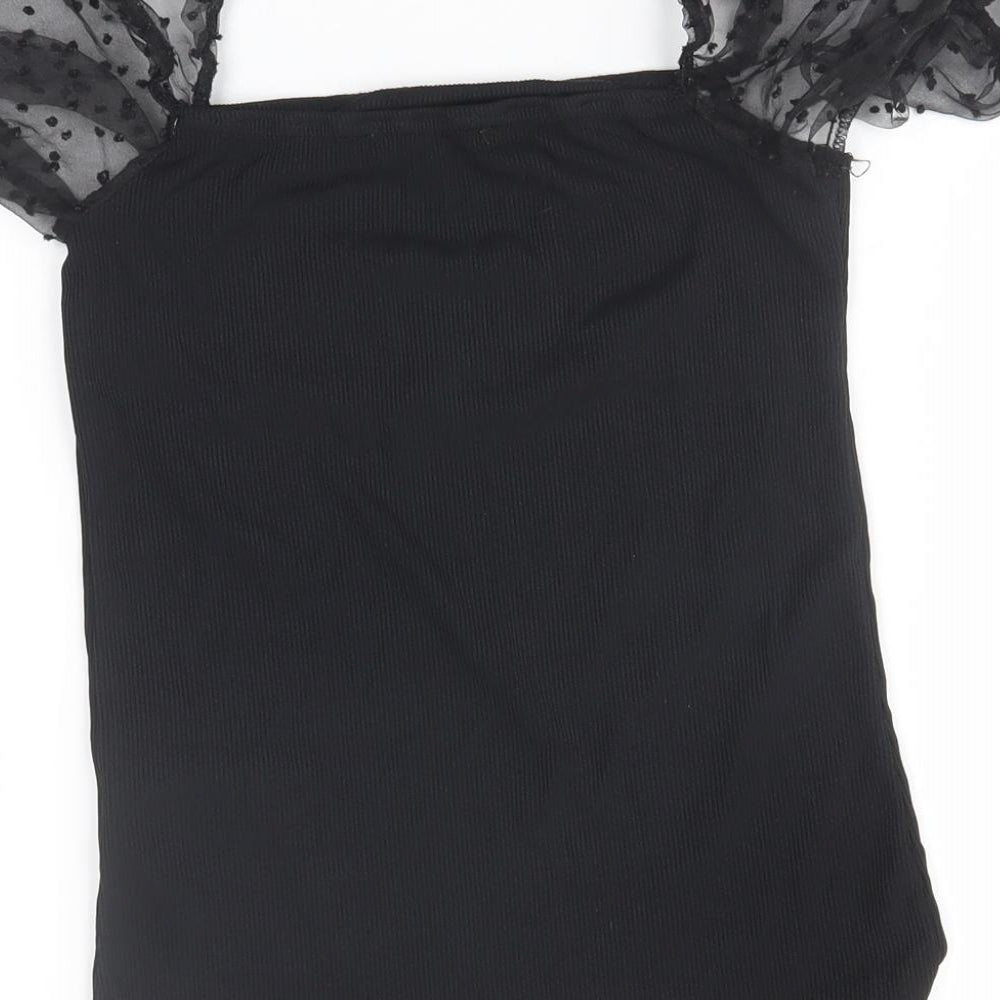 Womens UK Size 6 New Look Black Basic Blouse