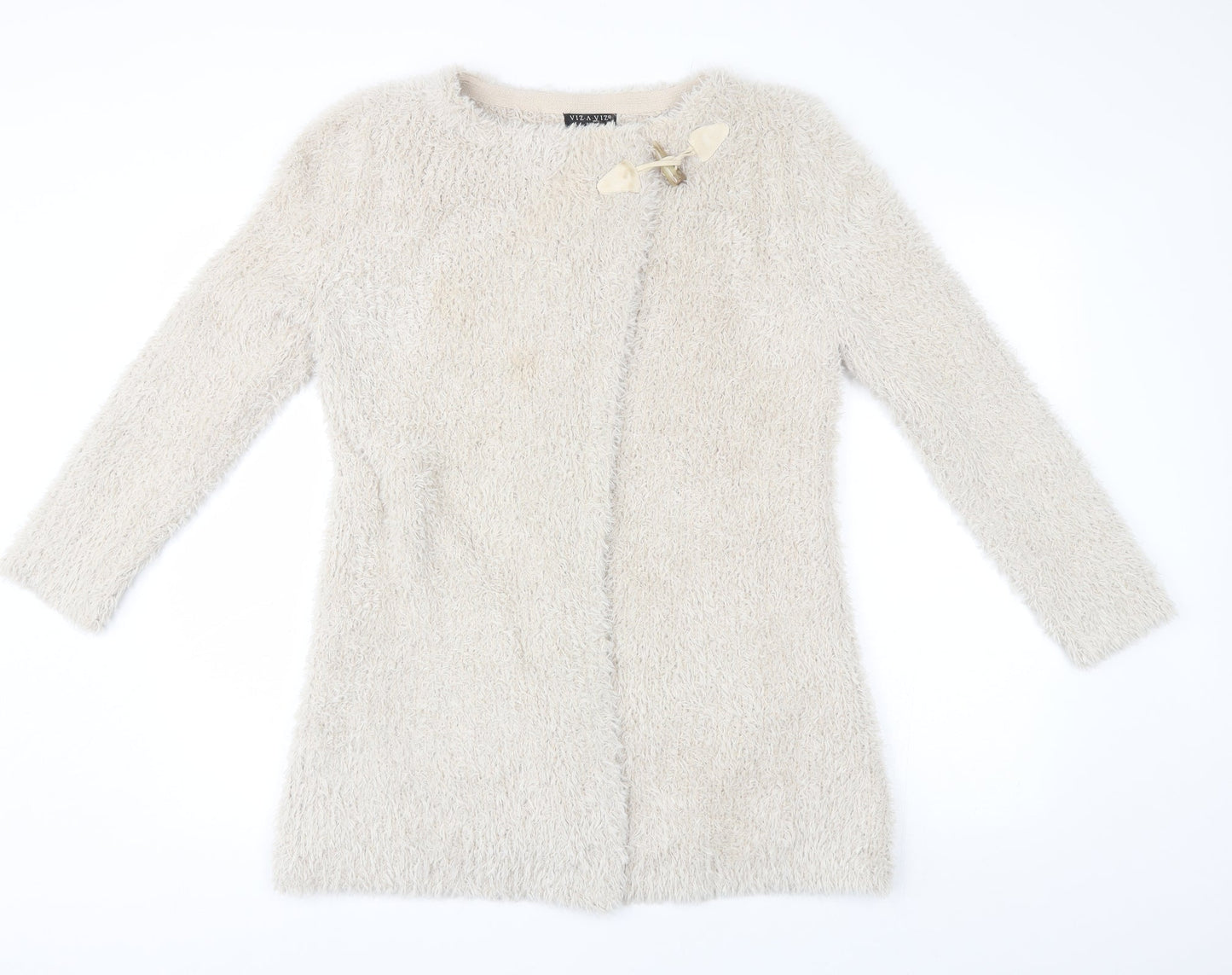 Womens UK Size 8 viz a viz Beige Cardigan Jumper