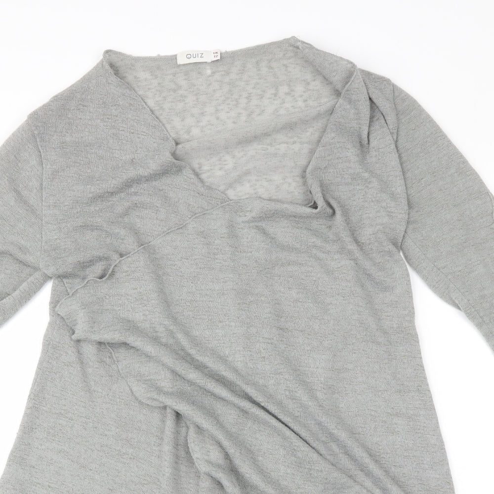Womens UK Size 12 Quiz Grey Wrap Jumper