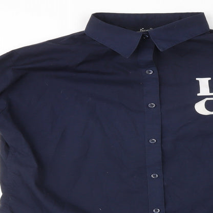 Womens UK Size 12 Premier Blue Basic Button-Up