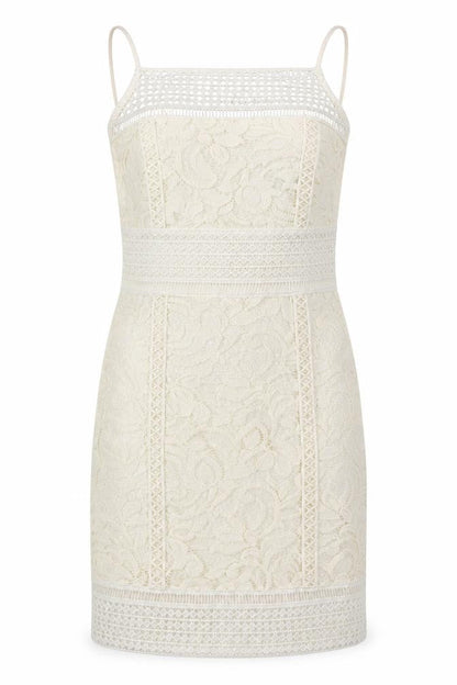Front view of Topshop women’s ivory pencil dress, size UK 6