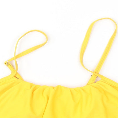 Womens UK Size S Preworn Yellow Cropped Blouse