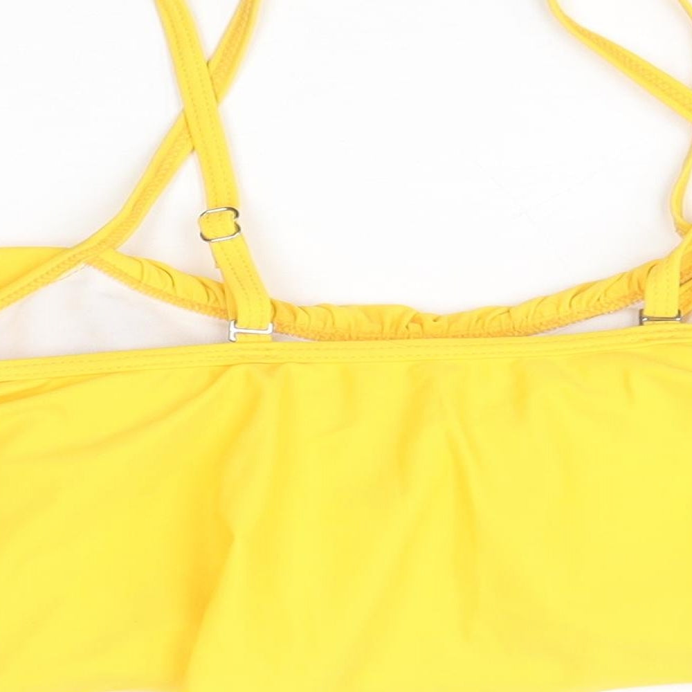 Womens UK Size S Preworn Yellow Cropped Blouse