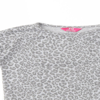 Primark Girls Grey Animal Print  Pullover Jumper Size 7-8 Years