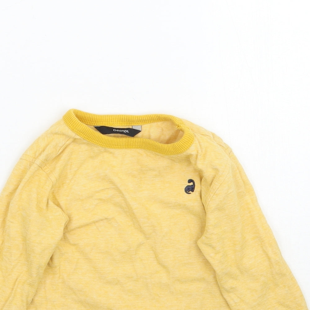 Close-up detail of George boys’ yellow basic t-shirt, size 2-3, years