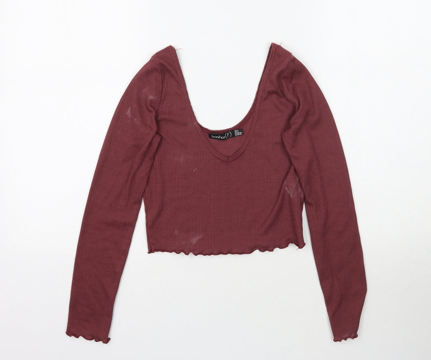 Boohoo Womens Red   Basic T-Shirt Size 6  - Maroon