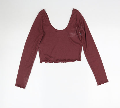 Boohoo Womens Red   Basic T-Shirt Size 6  - Maroon