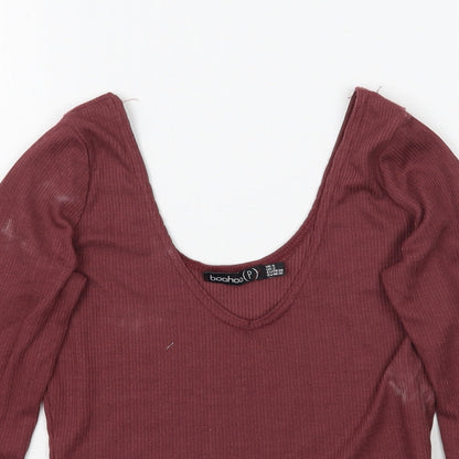 Boohoo Womens Red   Basic T-Shirt Size 6  - Maroon
