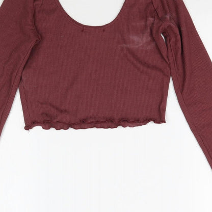 Boohoo Womens Red   Basic T-Shirt Size 6  - Maroon