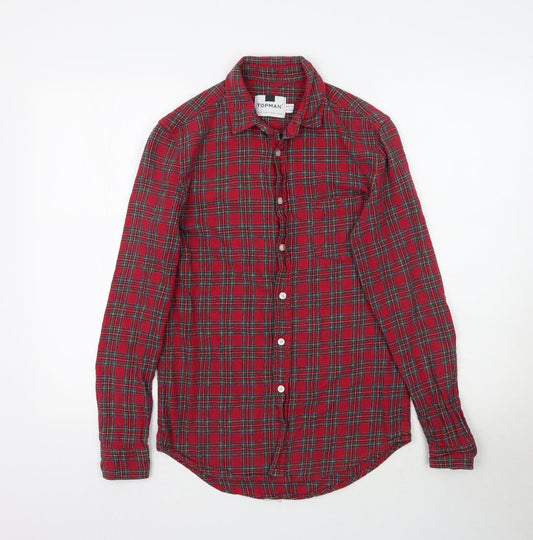 Topman Mens Red Plaid   Button-Up Size XS