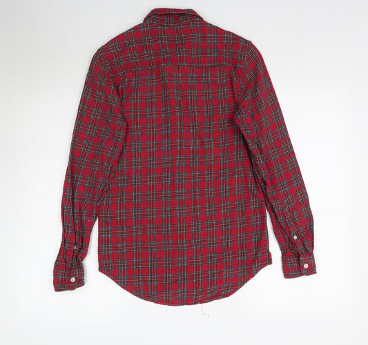 Topman Mens Red Plaid   Button-Up Size XS
