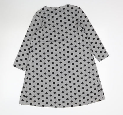 Preworn Womens Grey Polka Dot  A-Line  Size M