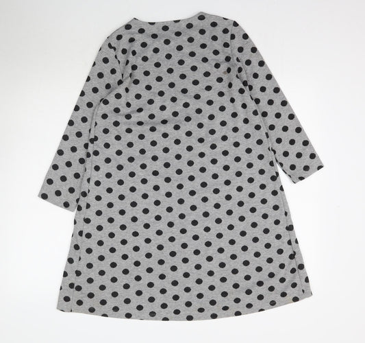 Preworn Womens Grey Polka Dot  A-Line  Size M