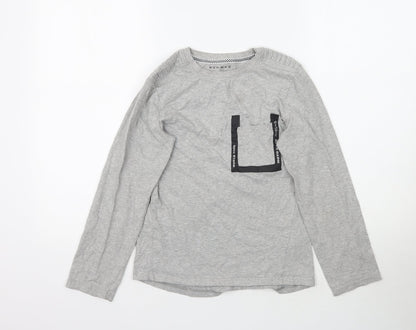Front view of Nutmeg boys’ grey basic t-shirt, size 10-11, years