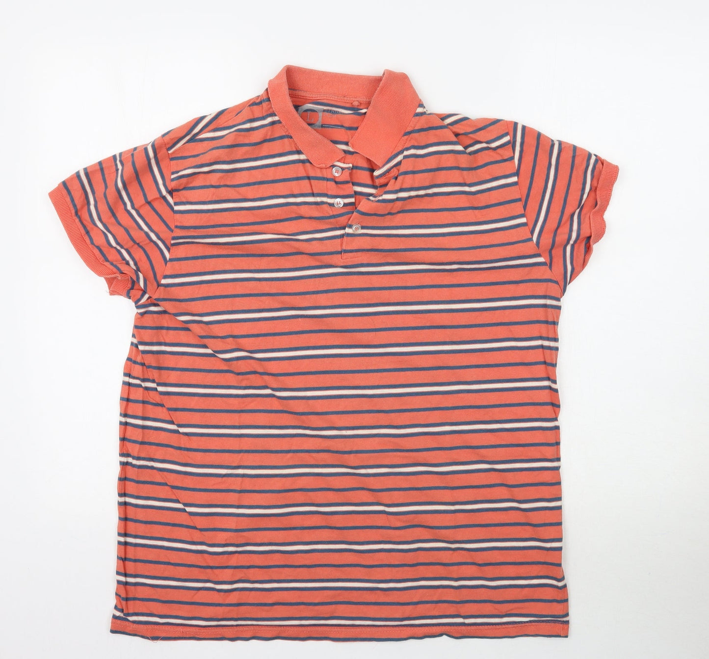 Cedar Wood State Mens Orange Striped   Polo Size L