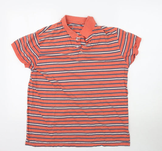 Cedar Wood State Mens Orange Striped   Polo Size L