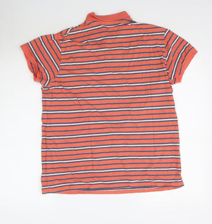 Cedar Wood State Mens Orange Striped   Polo Size L