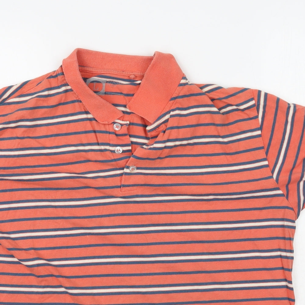 Cedar Wood State Mens Orange Striped   Polo Size L