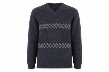 Front view of Hurton Harbour men’s blue knit jumper, size S