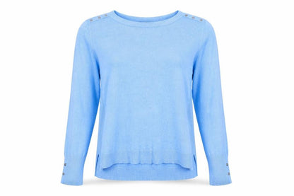 Front view of Primark women’s blue pullover sweatshirt, size L