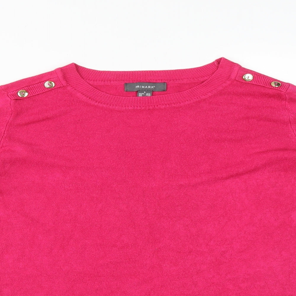 Close-up detail of Primark women’s pink pullover sweatshirt, size S