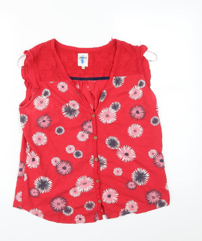 EBENHAMS Womens Red Floral  Basic T-Shirt Size 10