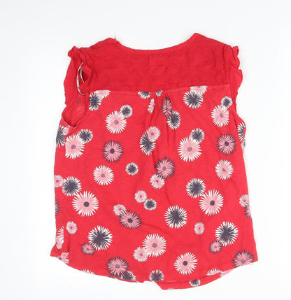 EBENHAMS Womens Red Floral  Basic T-Shirt Size 10
