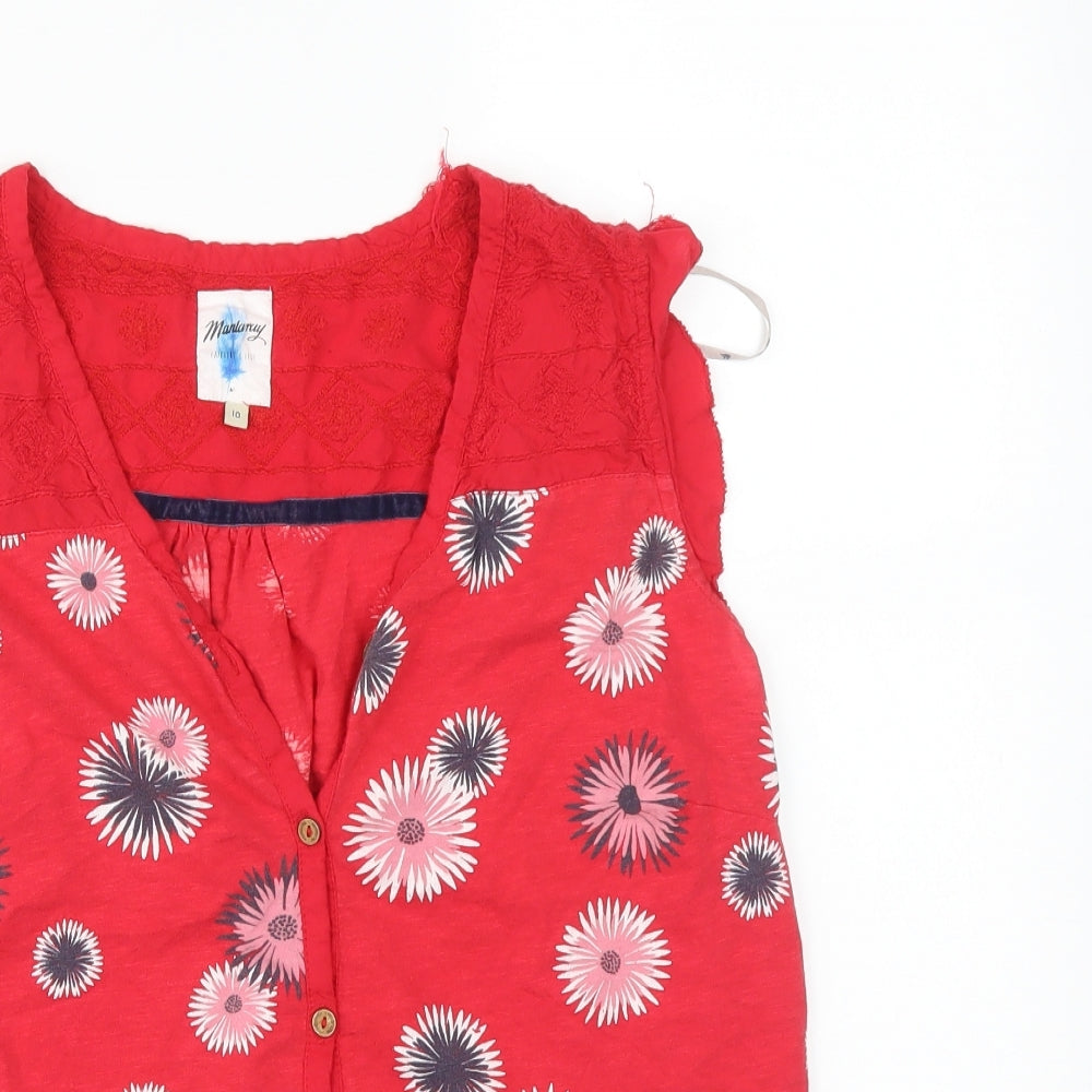 EBENHAMS Womens Red Floral  Basic T-Shirt Size 10