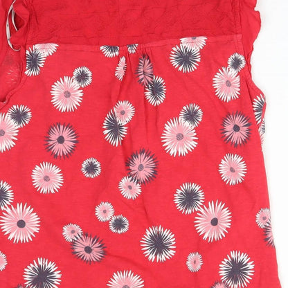 EBENHAMS Womens Red Floral  Basic T-Shirt Size 10