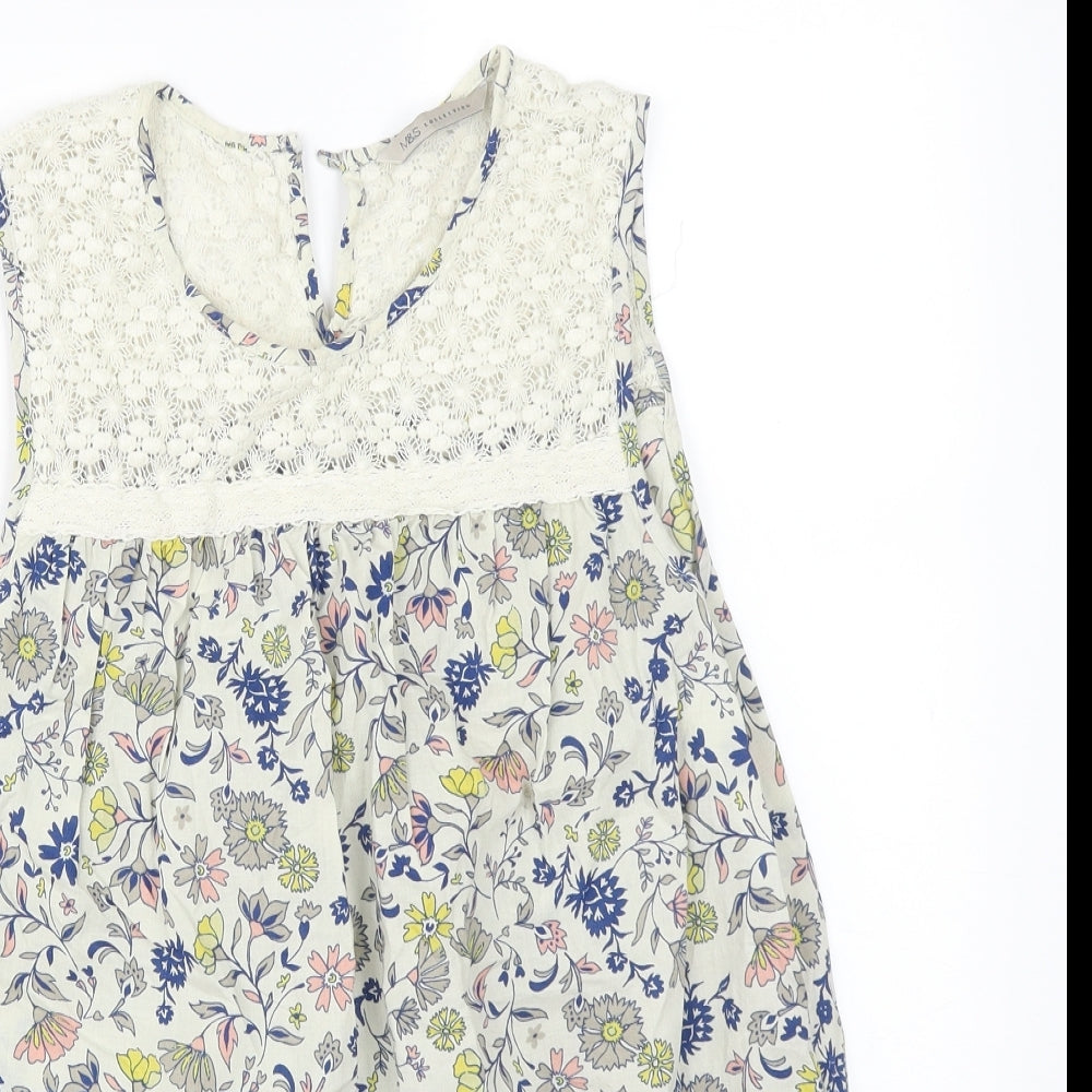 M&S Womens Multicoloured Floral  Basic T-Shirt Size 10