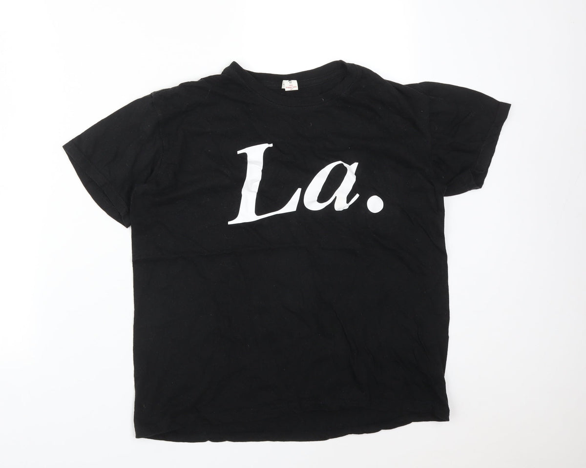Additional front view of Club women’s black basic t-shirt, size M, - la.