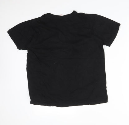 Back view of Club women’s black basic t-shirt, size M, - la.