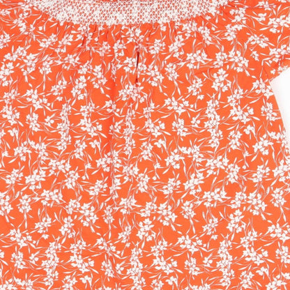 Nutmeg Womens Orange Floral  Basic T-Shirt Size 12