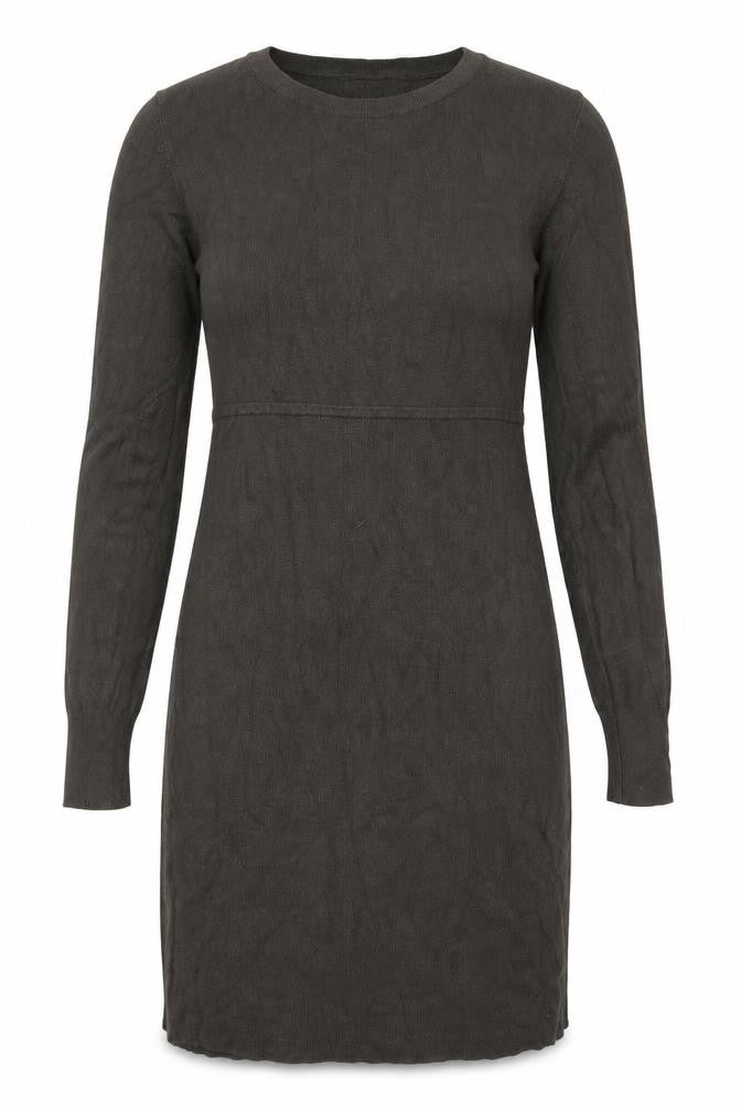 Front view of H&M women’s green knit jumper dress, size L