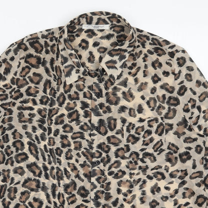 Womens UK Size 12 New Look Brown Basic Button-Up