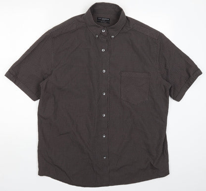 NEXT Mens Brown Check   Button-Up Size XL