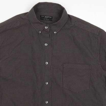 NEXT Mens Brown Check   Button-Up Size XL