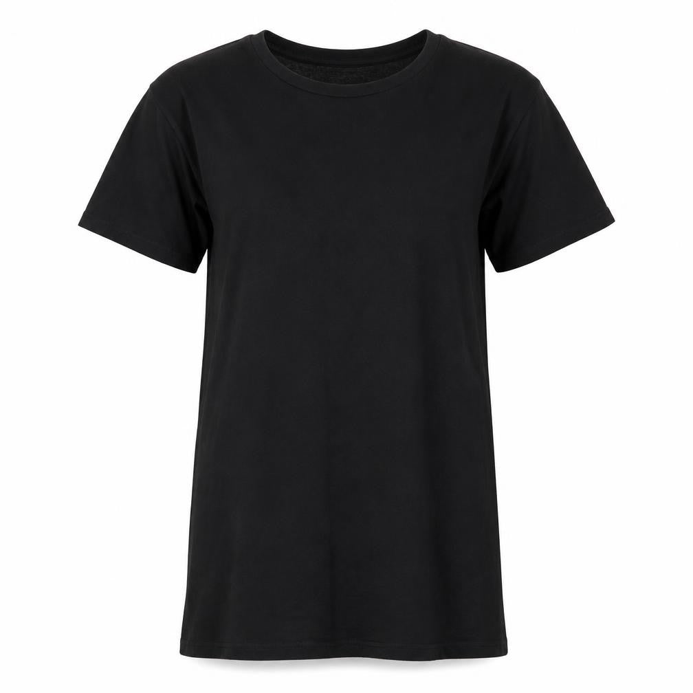 Front view of Missguided women’s black t-shirt dress, size UK 8