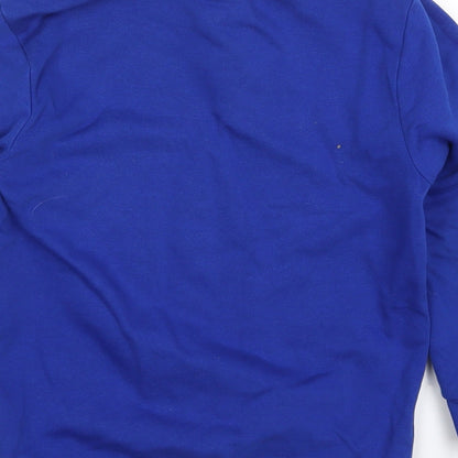 Brand and care label for George boys’ blue pullover sweatshirt, size 7-8, years