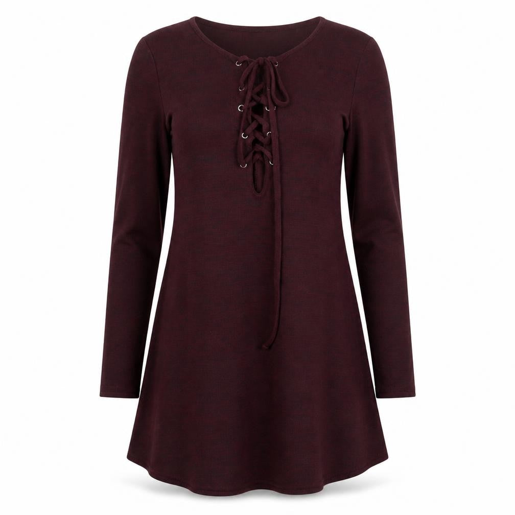 Front view of Boohoo women’s purple a-line, size UK 8, - burgundy